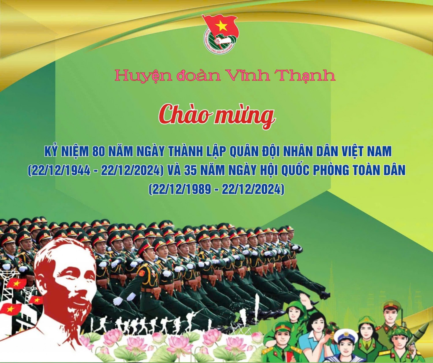 Kỷ niệm 80 năm Ngày thành lập Quân đội nhân dân Việt Nam (22/12/1944 - 22/12/2024) và 35 năm  Ngày hội Quốc phòng toàn (22/12/1989 - 22/12/2024).